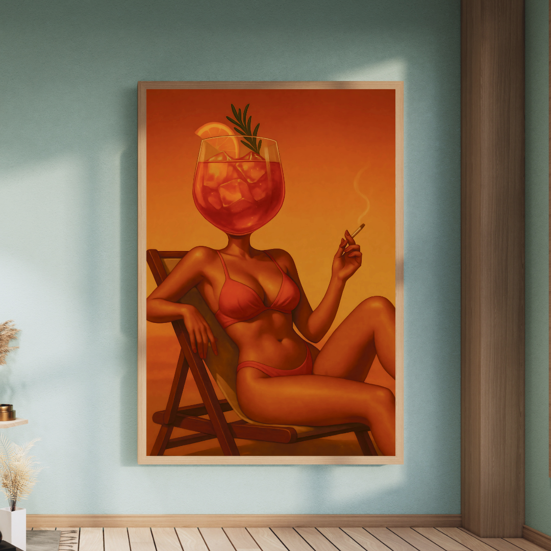 Aperol Spritz Kafalı Kadın Posteri