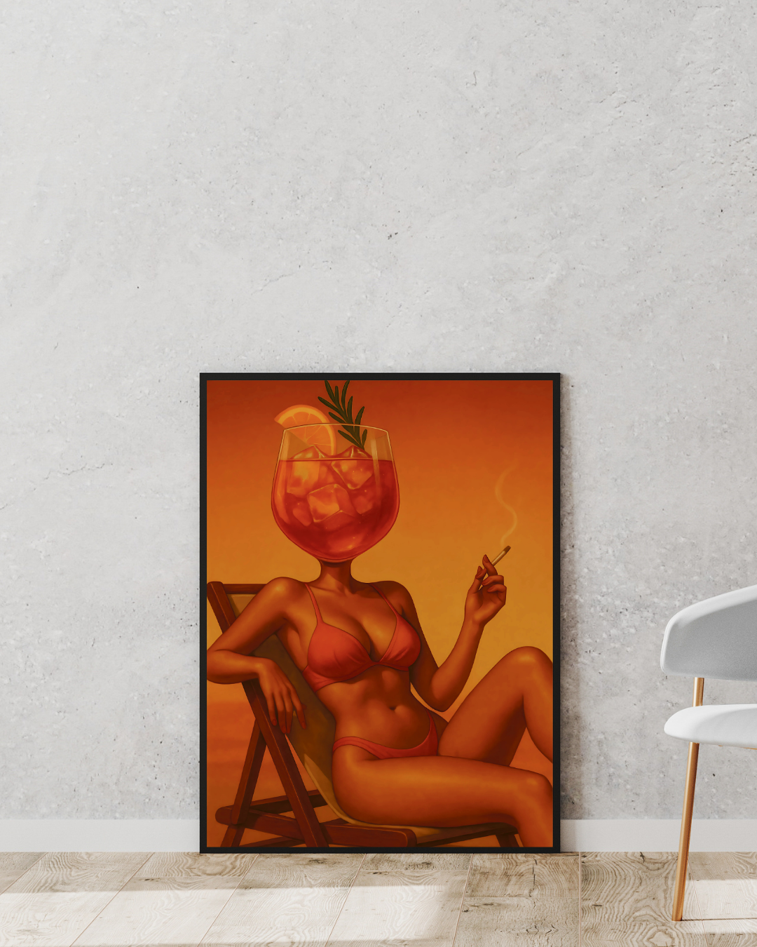 Aperol Spritz Kafalı Kadın Posteri