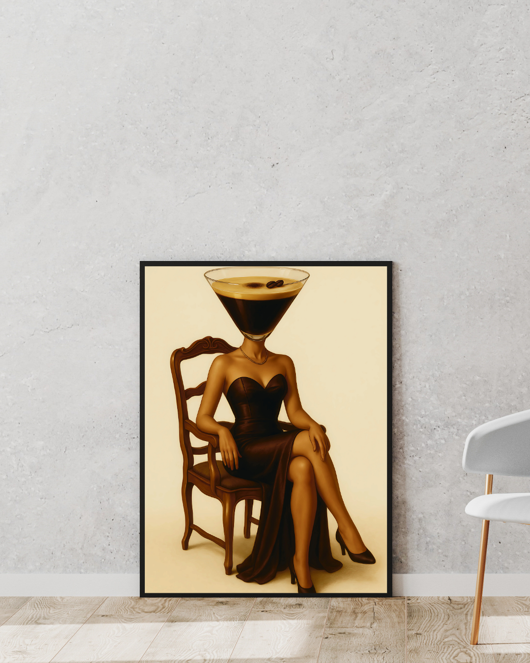 Espresso Martini Kafalı Kadın Posteri