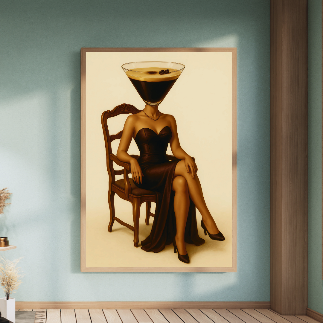 Espresso Martini Kafalı Kadın Posteri