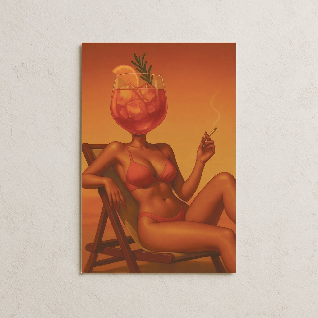 Aperol Spritz Kafalı Kadın Posteri