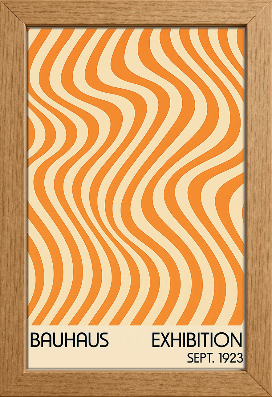 Bauhaus Orange Waves Posteri