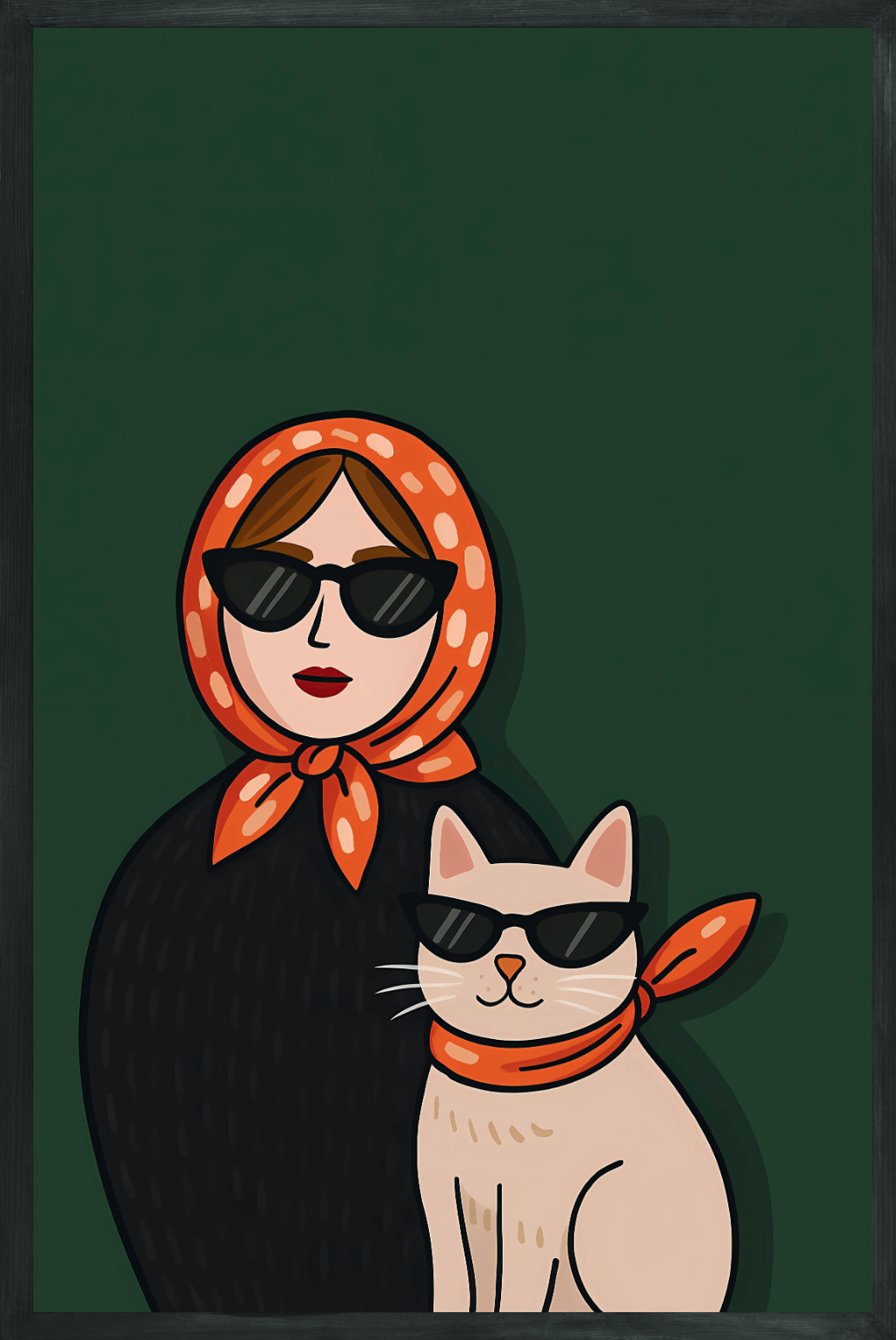 Cool Kedi ve Kadın Posteri