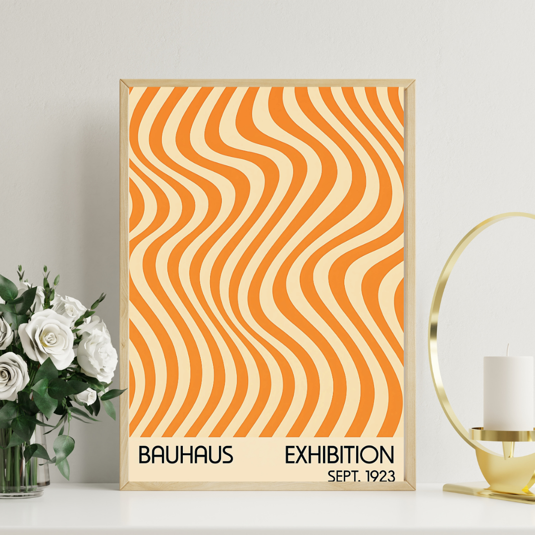 Bauhaus Orange Waves Posteri