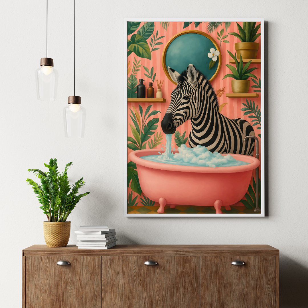 Banyodaki Zebra Posteri