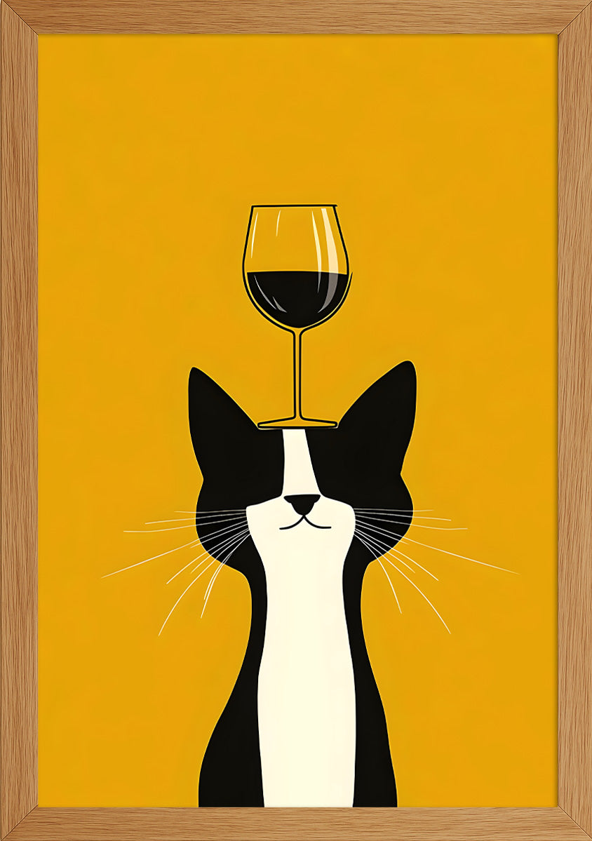 Kafasında Kadeh Taşıyan Kedi Posteri