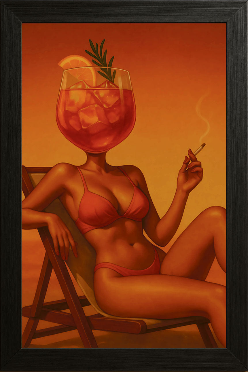 Aperol Spritz Kafalı Kadın Posteri