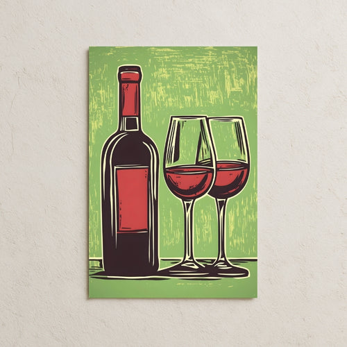 Kırmızı Şarap ve İki Kadeh Posteri