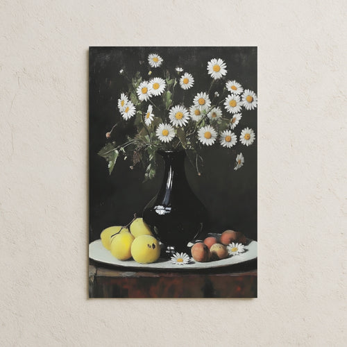 Koyu Fonda Vazodaki Papatya Posteri