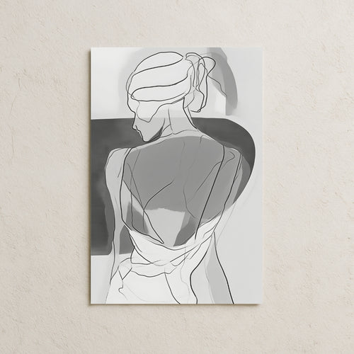 Koyu Tonda Çizgisel Kadın Posteri-1