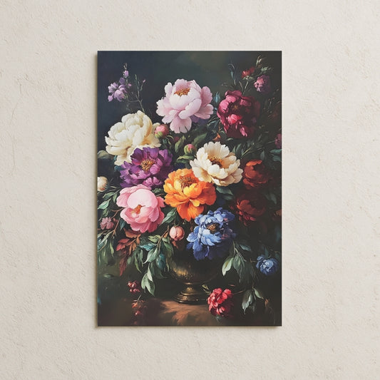 Koyu Fonda Renkli Çiçekler Posteri-3