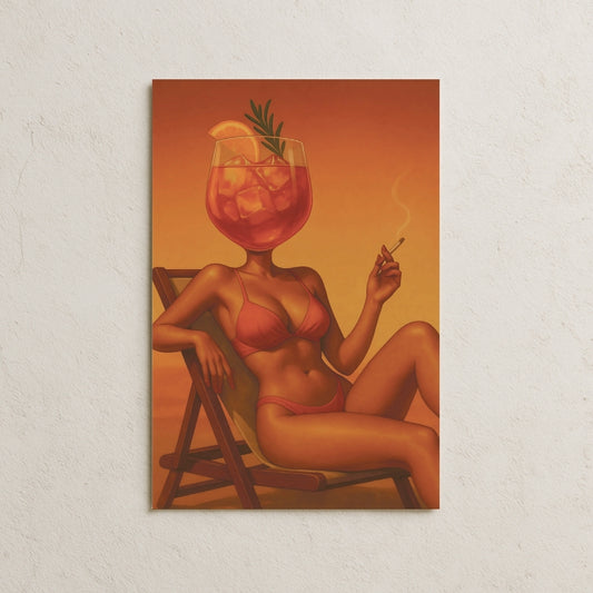 Aperol Spritz Kafalı Kadın Posteri