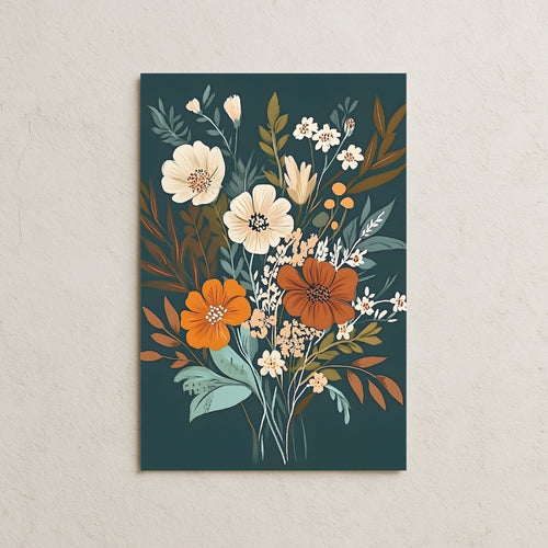 Koyu Fonda Renkli Çiçekler Posteri-1