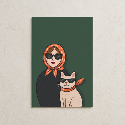 Cool Kedi ve Kadın Posteri