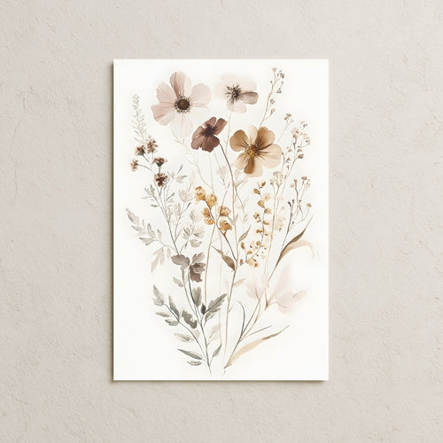 Beyaz Fonda Kır Çiçekleri Posteri-4