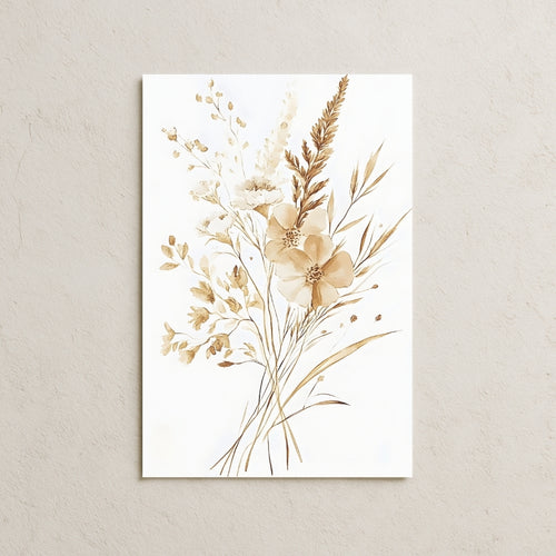 Beyaz Fonda Kır Çiçekleri Posteri-1