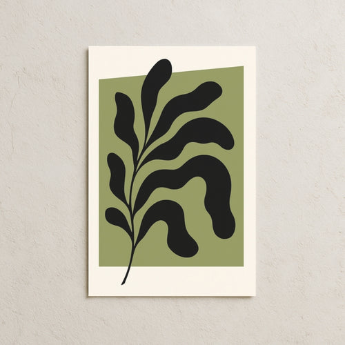Yeşil Fonda Siyah Yapraklar Posteri