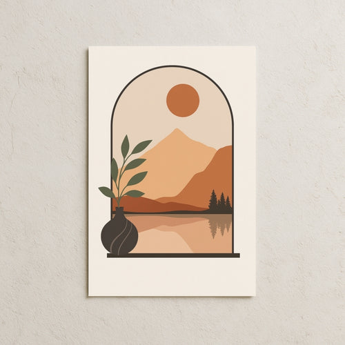 Gün Batımındaki Vazo Posteri