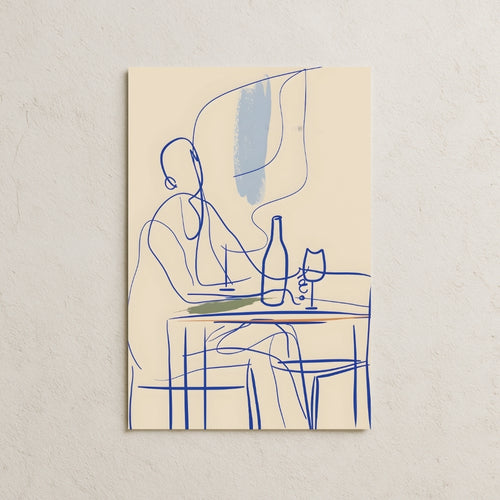 Masada Oturan Kişi Çizim Temalı Posteri