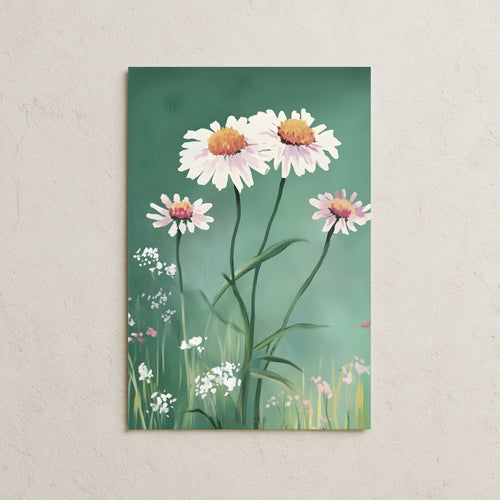 Yeşil Fonda Papatyalar Posteri