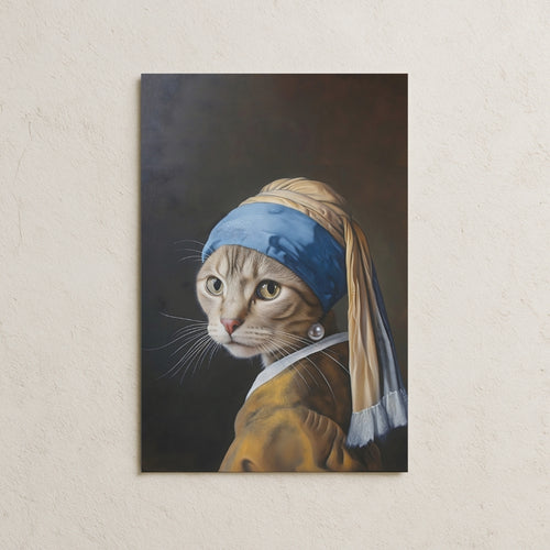 İnci Küpeli Kedi Posteri