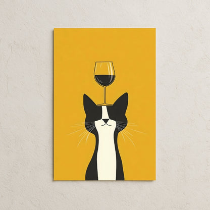 Kafasında Kadeh Taşıyan Kedi Posteri