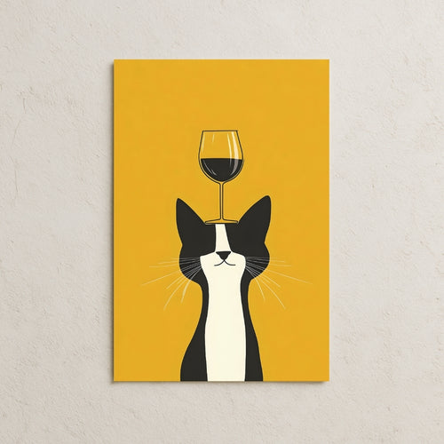 Kafasında Kadeh Taşıyan Kedi Posteri