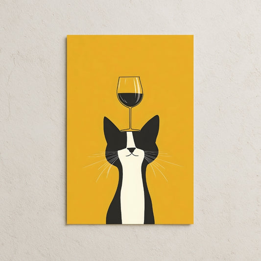 Kafasında Kadeh Taşıyan Kedi Posteri