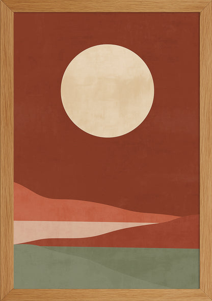 Güneş ve Kızıl Gün Batımı Posteri