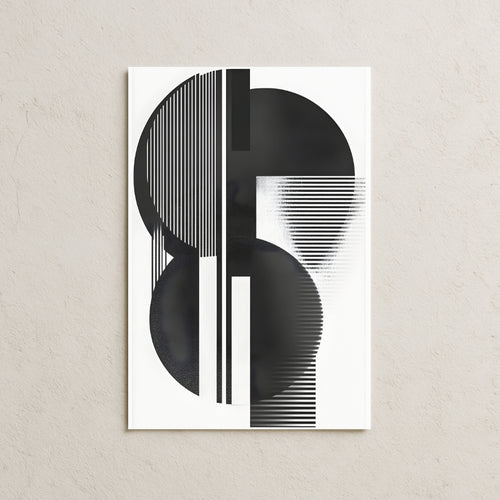 Siyah Beyaz Çizgi ve Daireler Posteri
