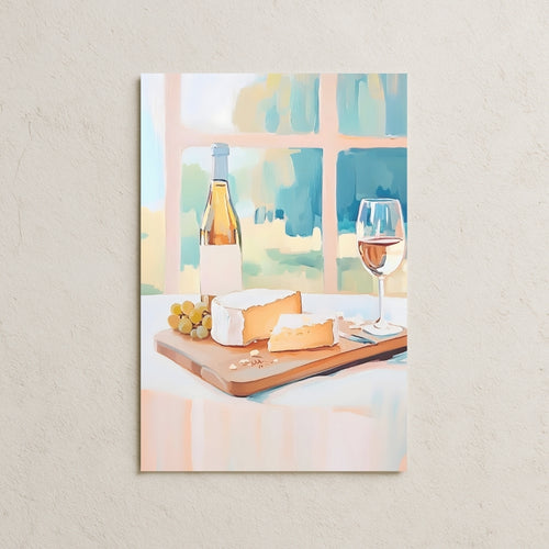 Şarap ve Peynir Yağlı Boya Posteri