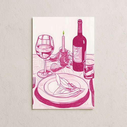 Pembe Eskiz Çizim Posteri