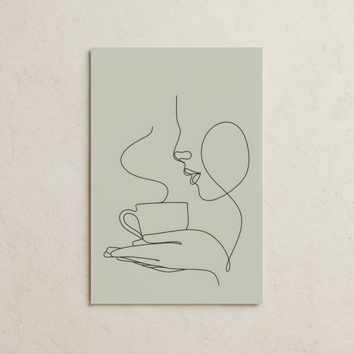 Kahve Kadın Çizim Temalı Poster