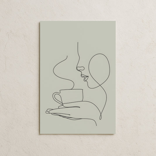 Kahve Kadın Çizim Temalı Poster