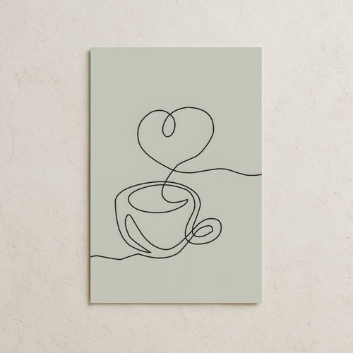 Kahve Kalp Çizim Temalı Poster
