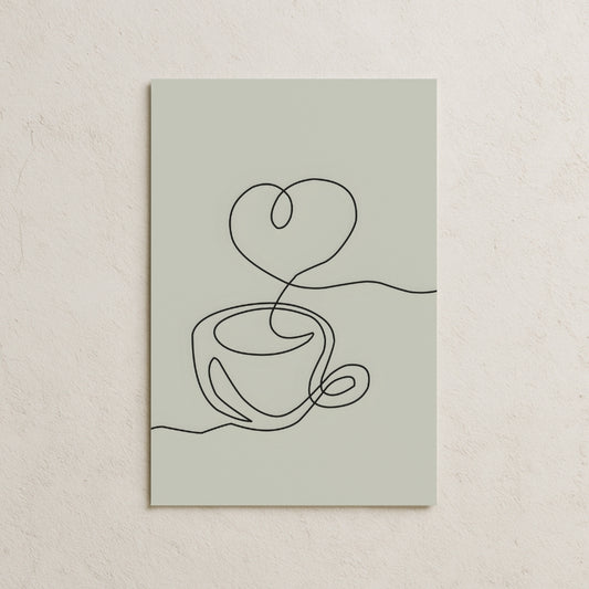 Kahve Kalp Çizim Temalı Poster