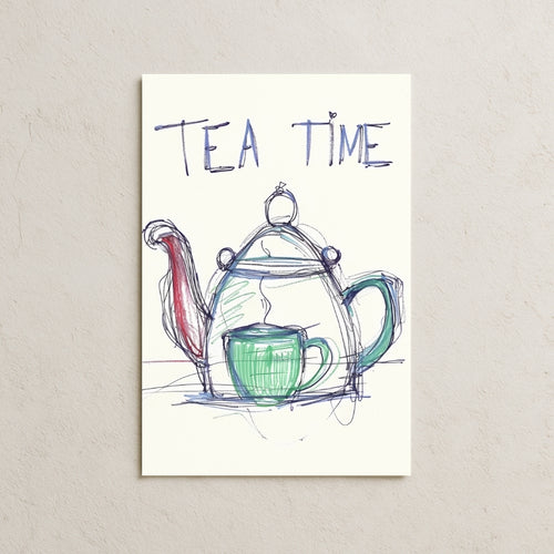 Tea Time Eskiz Çizim Temalı Poster