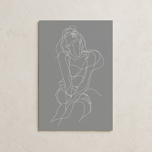 Koyu Tonda Çizgisel Kadın Posteri-2