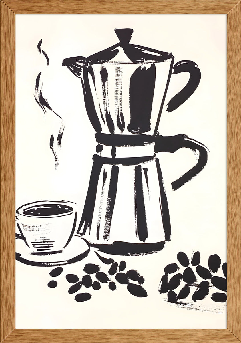 Moka Pot Çizim Temalı Posteri
