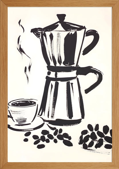 Moka Pot Çizim Temalı Posteri