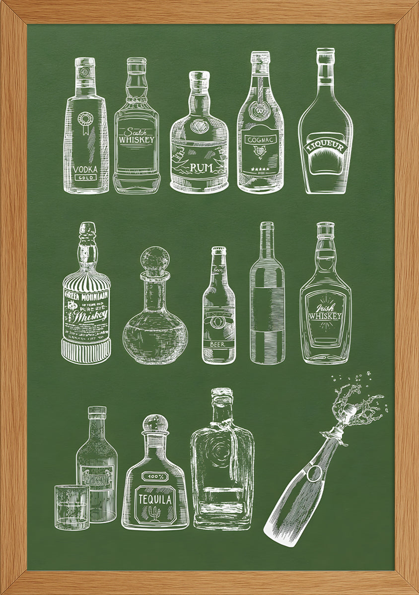 Yeşil Fonda Şişeler Posteri