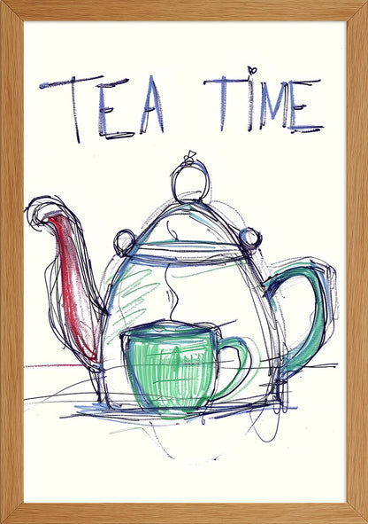 Tea Time Eskiz Çizim Temalı Poster