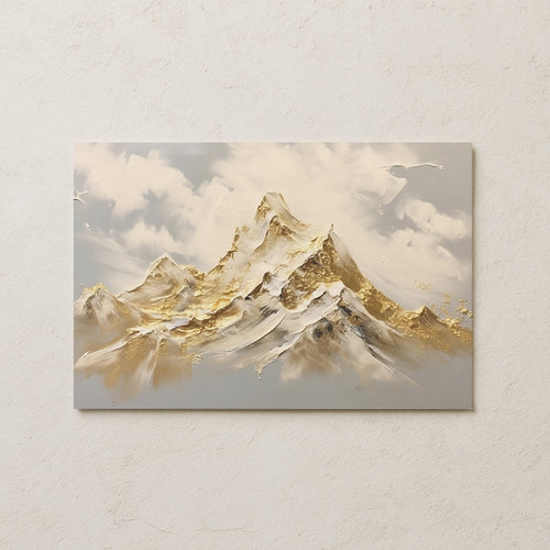 Kabartma Desenli Altın Rengi Dağ Posteri-3