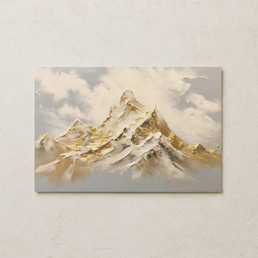 Kabartma Desenli Altın Rengi Dağ Posteri-3