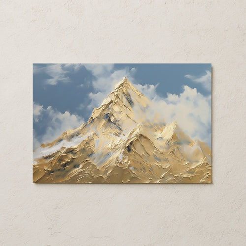 Kabartma Desenli Altın Rengi Dağ Posteri