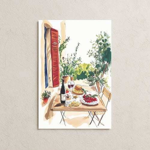 Kırmızı Şarap Sofrası Yağlı Boya Posteri